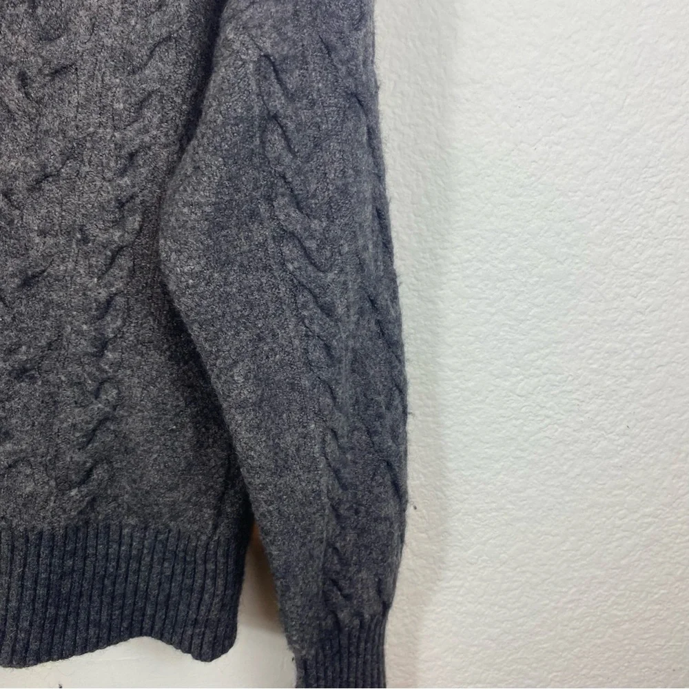 J. Crew Women’s Large Gray‎ Cable Knit Wool Alpaca Blend 1/2 Zip Pullover